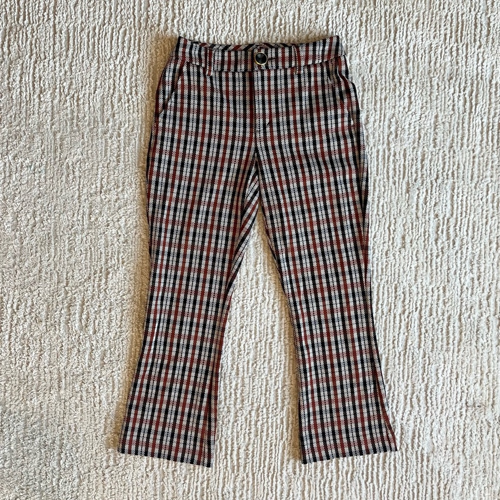 cabi Jazzy Kick Flair Plaid Cropped Pants